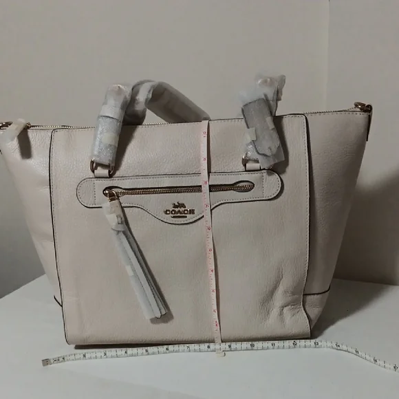 COACH KLEO Chalk Leather Tote with Gold Hardware - Picture 5 of 10